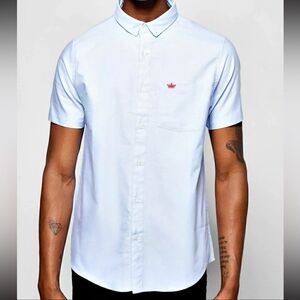 Brave Soul London Button Down Mens XL Light Blue Chambray Short Sleeve